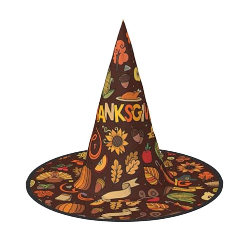 LJABCVNN Halloween-Hexenhut mit Thanksgiving-Druck, für Halloween-Party, Karneval, ein Muss für Kostüm-Accessoires von LJABCVNN