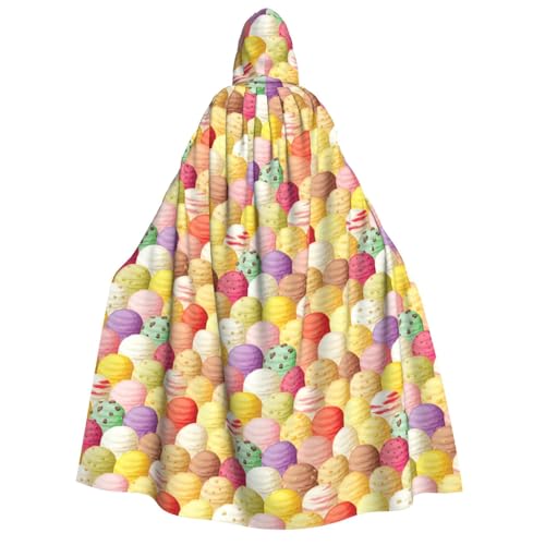 LJABCVNN Halloween-Kapuzenumhang mit Eiscreme-Druck, für Erwachsene, bequem für Cosplay/Partys/Spukhäuser von LJABCVNN
