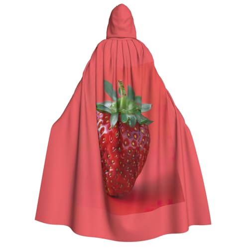LJABCVNN Halloween-Kapuzenumhang mit Erdbeer-Druck, für Erwachsene, bequem für Cosplay/Partys/Spukhäuser von LJABCVNN