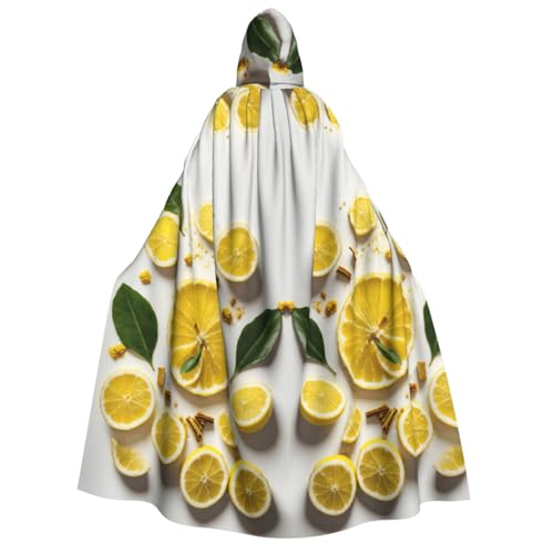 LJABCVNN Halloween-Kapuzenumhang mit gelbem Zitronenmuster, bequem für Cosplay/Partys/Spukhäuser von LJABCVNN