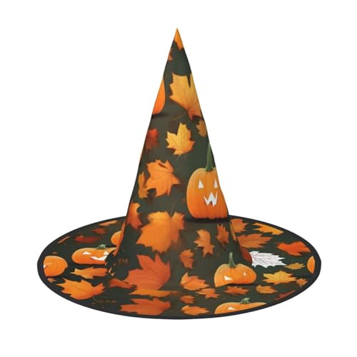 LJABCVNN Happy Thanksgiving Day Kürbis Druck Halloween Hexenhut für Halloween Party Karneval ein Muss Kostüm Zubehör von LJABCVNN