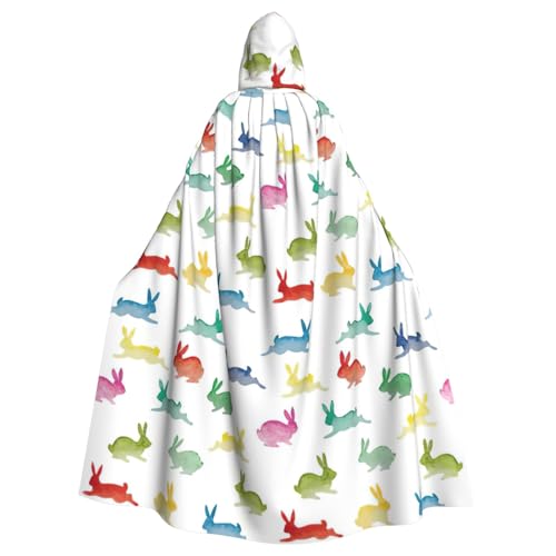LJABCVNN Hasen in verschiedenen Posen, springender Laufdruck, Unisex, Erwachsene, Halloween, Kapuzenumhang für Cosplay/Partys/Bühne/Kostümbälle von LJABCVNN