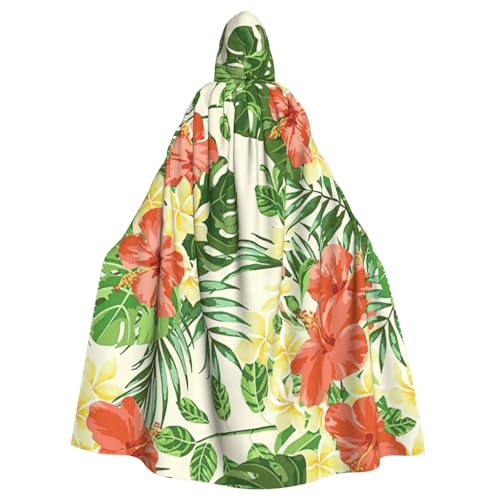 LJABCVNN Hojas Tropicales Y Flores Print Unisex Erwachsene Halloween Kapuzenumhang für Cosplay/Party/Bühne/Kostümbälle von LJABCVNN