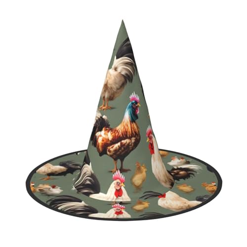 LJABCVNN Huhn und Hahn Druck Druck Halloween Hexenhut für Halloween Party Karneval ein Muss Kostüm Zubehör LJABCVNN Huhn und Hahn Druck Druck Halloween Hexenhut für Halloween Party Karneval ein Muss Kostüm Zubehör von LJABCVNN