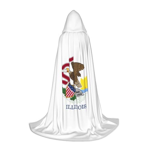 LJABCVNN Illinois State Flag Print Teenagers Hooded Capes, Elevate Your Festive Look For Halloween And Cosplay von LJABCVNN