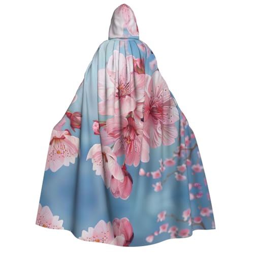 LJABCVNN Japanischer Kirschblumen-Druck, Erwachsenen-Halloween-Kapuzenumhang, bequem für Cosplay/Partys/Spukhäuser von LJABCVNN