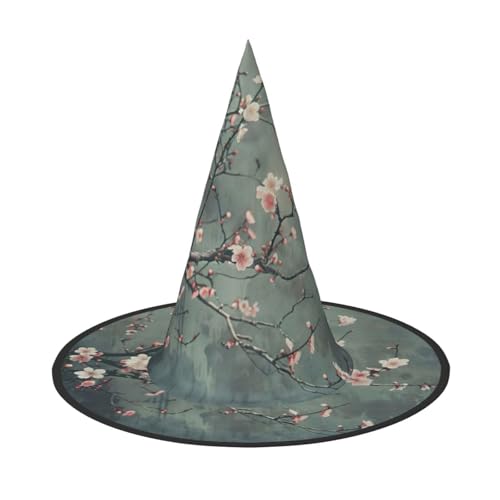 LJABCVNN Japanischer Kirschblumen-Druck, Halloween-Hexenhut für Halloween-Party, Karneval, ein Muss für Kostümzubehör von LJABCVNN