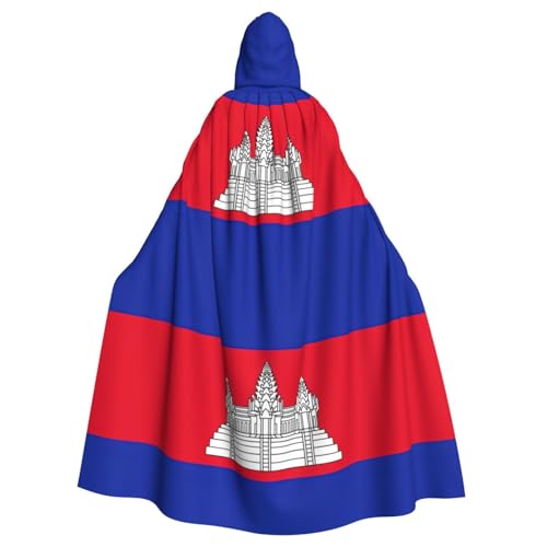 LJABCVNN Kambodscha-Flaggen-Druck, Unisex, Erwachsene, Halloween-Kapuzenumhang für Cosplay/Partys/Bühne/Kostümbälle von LJABCVNN