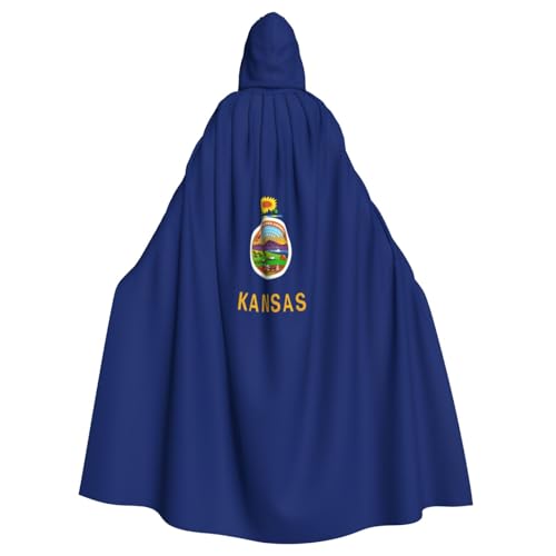 LJABCVNN Kansas Kapuzenumhang mit Staatsflagge, Unisex, Erwachsene, Halloween, Cosplay, Partys, Bühne, Kostümbälle von LJABCVNN