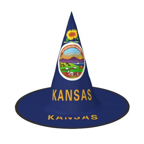 LJABCVNN Kansas State Flag Print Halloween Hexenhut für Halloween Party Karneval ein Muss Kostüm Zubehör LJABCVNN Kansas State Flag Print Halloween Hexenhut für Halloween Party Karneval ein Muss Kostüm Zubehör von LJABCVNN
