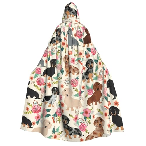 LJABCVNN Kapuzenumhang mit Dackel-Blumendruck, für Erwachsene, bequem, für Cosplay, Partys, Spukhäuser von LJABCVNN