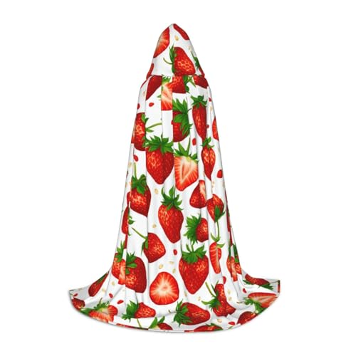 LJABCVNN Kapuzenumhang mit Erdbeer-Aufdruck, erhöhen Sie Ihren festlichen Look für Halloween und Cosplay von LJABCVNN