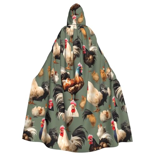 LJABCVNN Kapuzenumhang mit Huhn und Hahn, Unisex, Erwachsene, Halloween, für Cosplay, Partys, Bühne, Kostümbälle LJABCVNN Kapuzenumhang mit Huhn und Hahn, Unisex, Erwachsene, Halloween, für Cosplay, Partys, Bühne, Kostümbälle von LJABCVNN