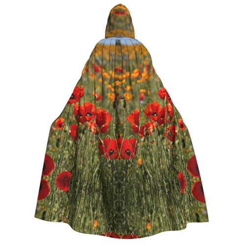 LJABCVNN Kapuzenumhang mit Mohnblumen-Druck, für Erwachsene, bequem, für Cosplay, Partys, Spukhäuser von LJABCVNN