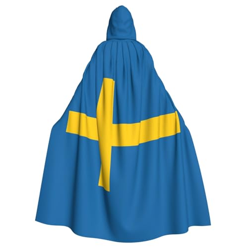 LJABCVNN Kapuzenumhang mit schwedischer Flagge, Unisex, Erwachsene, Halloween, Cosplay, Partys, Bühne, Kostümbälle LJABCVNN Kapuzenumhang mit schwedischer Flagge, Unisex, Erwachsene, Halloween, Cosplay, Partys, Bühne, Kostümbälle von LJABCVNN