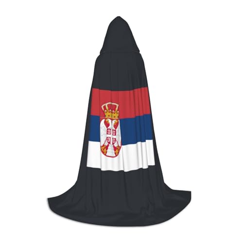 LJABCVNN Kapuzenumhang mit serbischer Flagge für Teenager, verschönern Sie Ihren festlichen Look für Halloween und Cosplay von LJABCVNN