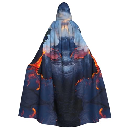 LJABCVNN Kilauea Vulkane Druck Erwachsene Halloween Kapuzenumhang Bequem für Cosplay/Party/Spukhäuser von LJABCVNN