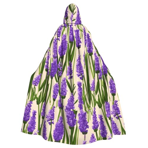 LJABCVNN Lavendel-Stempel-Druck, Unisex, Erwachsene, Halloween-Kapuzenumhang für Cosplay/Partys/Bühne/Kostümbälle von LJABCVNN