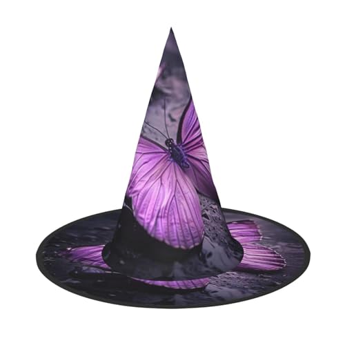 LJABCVNN Lila Schmetterling Druck Halloween Hexenhut für Halloween Party Karneval ein Muss Kostüm Zubehör LJABCVNN Lila Schmetterling Druck Halloween Hexenhut für Halloween Party Karneval ein Muss Kostüm Zubehör von LJABCVNN
