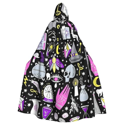 LJABCVNN Magic Witch Witchcraft Bohemian Drawing Print Unisex Adult Halloween Hooded Cloak For Cosplay/Partys/Stage/Costume Balls von LJABCVNN