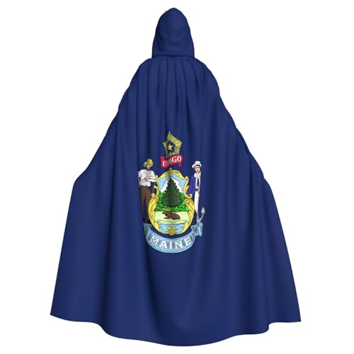 LJABCVNN Maine State Flag Print Unisex Erwachsene Halloween Kapuzenumhang für Cosplay/Party/Bühne/Kostümbälle LJABCVNN Maine State Flag Print Unisex Erwachsene Halloween Kapuzenumhang für Cosplay/Party/Bühne/Kostümbälle von LJABCVNN