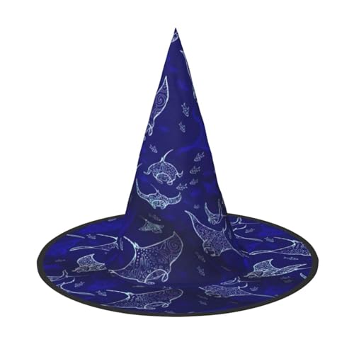 LJABCVNN Manta Ray und Fisch Print Halloween Hexenhut für Halloween Party Karneval ein Muss Kostüm Zubehör von LJABCVNN