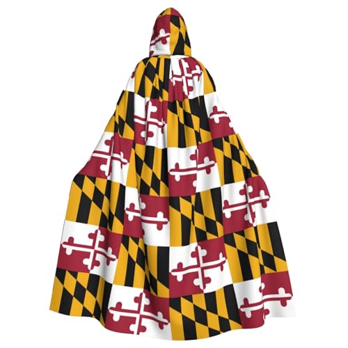 LJABCVNN Maryland State Flag Print Unisex Erwachsene Halloween Kapuzenumhang für Cosplay/Party/Bühne/Kostümbälle von LJABCVNN