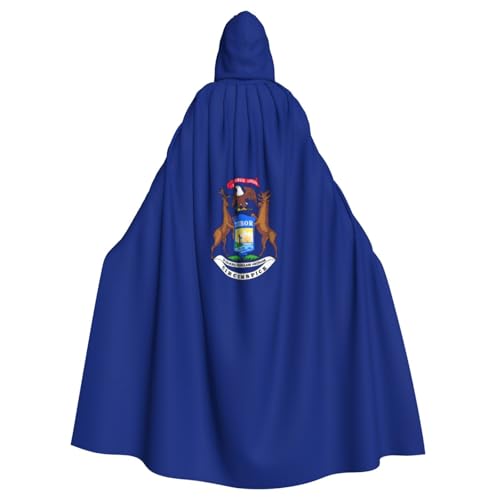 LJABCVNN Michigan State Flag Print Unisex Erwachsene Halloween Kapuzenumhang für Cosplay/Party/Bühne/Kostümbälle von LJABCVNN