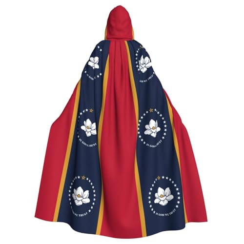 LJABCVNN Mississippi Umhang mit Staatsflagge, Unisex, Erwachsene, Halloween, Kapuzenumhang für Cosplay, Partys, Bühne, Kostümbälle von LJABCVNN