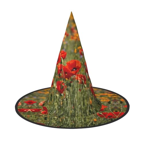 LJABCVNN Mohnblumen-Druck Halloween Hexenhut für Halloween-Party, Karneval, ein Muss für Kostümzubehör von LJABCVNN