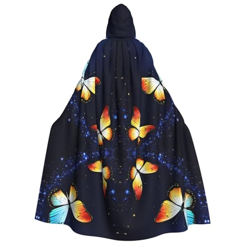 LJABCVNN Niedlicher Schmetterlings-Aufdruck, Halloween-Kapuzenumhang, bequem für Cosplay/Partys/Spukhäuser von LJABCVNN