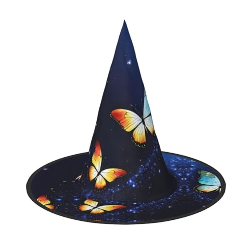 LJABCVNN Niedlicher Schmetterlings-Druck, Halloween-Hexenhut für Halloween-Party, Karneval, ein Muss für Kostüm-Accessoires von LJABCVNN
