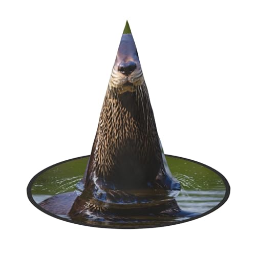 LJABCVNN Niedlicher brauner Otter-Druck, Halloween-Hexenhut für Halloween-Party, Karneval, ein Muss für Kostümzubehör von LJABCVNN