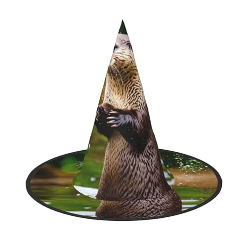 LJABCVNN Niedlicher brauner Otter-Druck, Halloween-Hexenhut für Halloween-Party, Karneval, ein Muss für Kostümzubehör von LJABCVNN