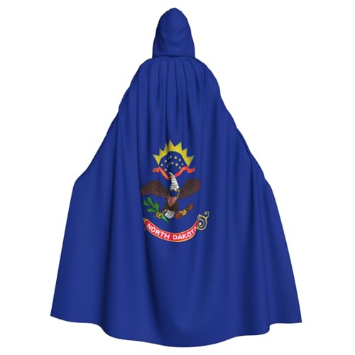 LJABCVNN North Dakota State Flag Print Unisex Erwachsene Halloween Kapuzenumhang für Cosplay/Party/Bühne/Kostümbälle von LJABCVNN