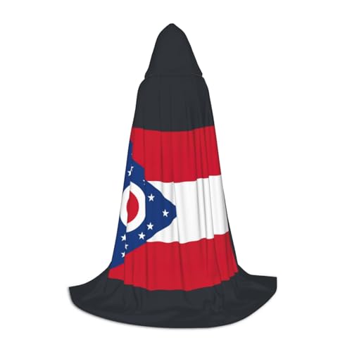 LJABCVNN Ohio State Flag Print Teenagers Hooded Capes, Elevate Your Festive Look For Halloween And Cosplay von LJABCVNN