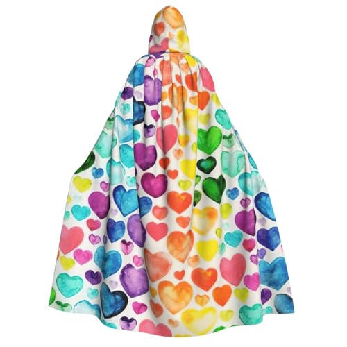 LJABCVNN Regenbogen-Herz-Druck, Erwachsenen-Halloween-Kapuzenumhang, bequem für Cosplay/Partys/Spukhäuser LJABCVNN Regenbogen-Herz-Druck, Erwachsenen-Halloween-Kapuzenumhang, bequem für Cosplay/Partys/Spukhäuser von LJABCVNN