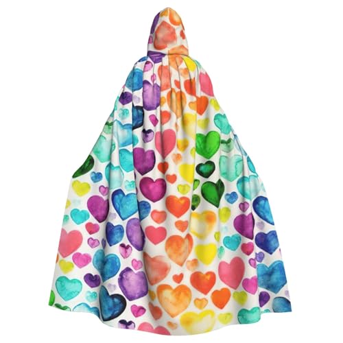 LJABCVNN Regenbogen-Herz-Druck, Unisex, Erwachsene, Halloween, Kapuzenumhang für Cosplay, Partys, Bühne, Kostümbälle LJABCVNN Regenbogen-Herz-Druck, Unisex, Erwachsene, Halloween, Kapuzenumhang für Cosplay, Partys, Bühne, Kostümbälle von LJABCVNN