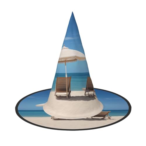 LJABCVNN Relaxed Beach Print Halloween Hexenhut für Halloween Party Karneval ein Muss Kostüm Zubehör von LJABCVNN