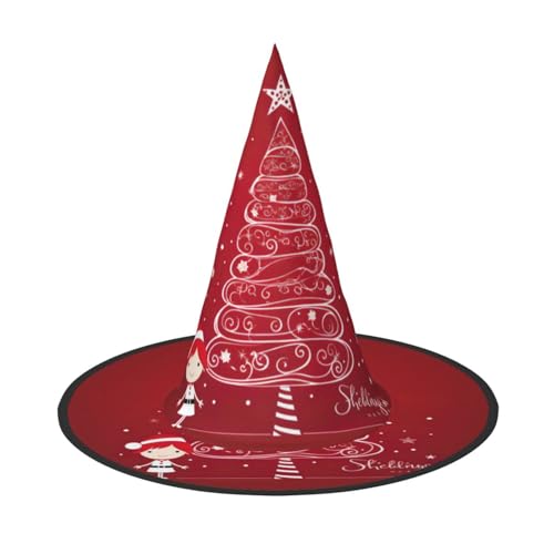 LJABCVNN Roter Weihnachtsbaum-Druck, Halloween-Hexenhut, für Halloween-Party, Karneval, ein Muss für Kostümzubehör von LJABCVNN