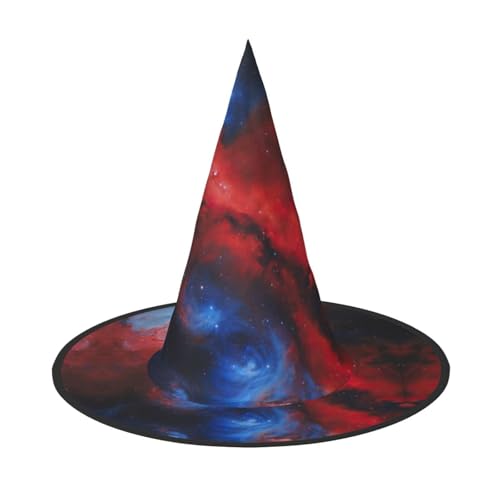 LJABCVNN Roter blauer Galaxie-Druck, Halloween-Hexenhut für Halloween-Party, Karneval, ein Muss für Kostümzubehör von LJABCVNN