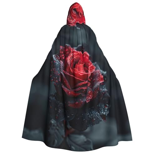 LJABCVNN Roter und schwarzer Rosen-Aufdruck, Halloween-Kapuzenumhang, bequem für Cosplay/Partys/Spukhäuser LJABCVNN Roter und schwarzer Rosen-Aufdruck, Halloween-Kapuzenumhang, bequem für Cosplay/Partys/Spukhäuser von LJABCVNN