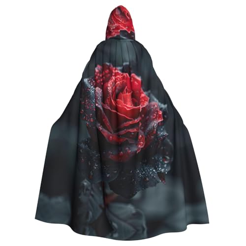 LJABCVNN Roter und schwarzer Rosen-Druck, Unisex, Erwachsene, Halloween, Kapuzenumhang für Cosplay/Partys/Bühne/Kostümbälle LJABCVNN Roter und schwarzer Rosen-Druck, Unisex, Erwachsene, Halloween, Kapuzenumhang für Cosplay/Partys/Bühne/Kostümbälle von LJABCVNN