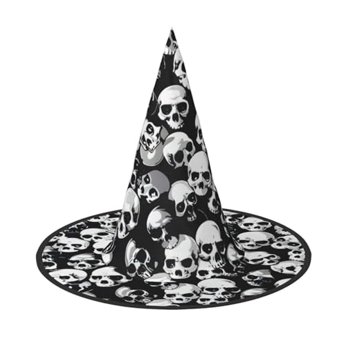 LJABCVNN Schwarzer Totenkopf-Druck, Halloween-Hexenhut für Halloween-Party, Karneval, ein Muss für Kostümzubehör von LJABCVNN