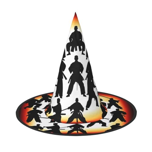 LJABCVNN Silhouetten von Kampfdruck, Halloween-Hexenhut für Halloween-Party, Karneval, ein Muss für Kostümzubehör von LJABCVNN