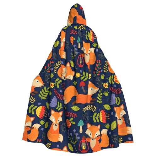 LJABCVNN Süßer Fuchs-Blumendruck, Unisex, Erwachsene, Halloween, Kapuzenumhang für Cosplay/Partys/Bühne/Kostümbälle LJABCVNN Süßer Fuchs-Blumendruck, Unisex, Erwachsene, Halloween, Kapuzenumhang für Cosplay/Partys/Bühne/Kostümbälle von LJABCVNN