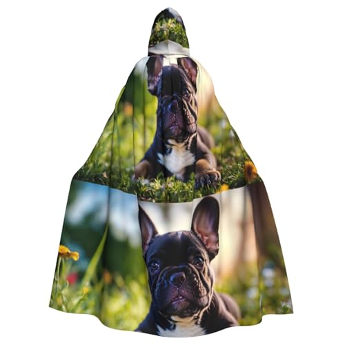 LJABCVNN Süßer schwarzer Mops-Aufdruck, Unisex, Erwachsene, Halloween, Kapuzenumhang für Cosplay/Party/Bühne/Kostümbälle LJABCVNN Süßer schwarzer Mops-Aufdruck, Unisex, Erwachsene, Halloween, Kapuzenumhang für Cosplay/Party/Bühne/Kostümbälle von LJABCVNN