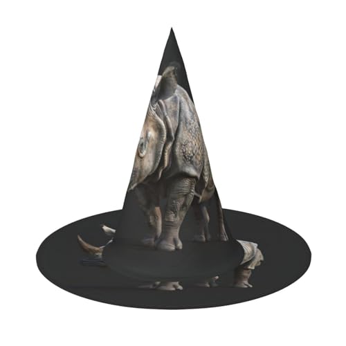 LJABCVNN Tier-Nashorn-Druck, Halloween-Hexenhut für Halloween-Party, Karneval, ein Muss für Kostümzubehör von LJABCVNN