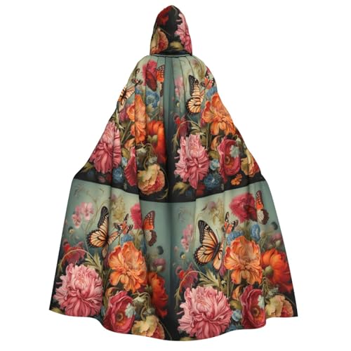 LJABCVNN Umhang mit Kapuze und Blumen und Schmetterlingen für Erwachsene, bequem für Cosplay/Partys/Spukhäuser von LJABCVNN