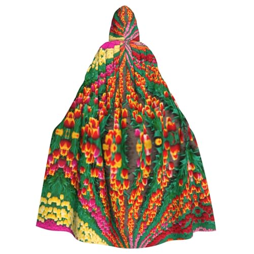LJABCVNN Umhang mit buntem Tulpenmotiv, Unisex, Erwachsene, Halloween, mit Kapuze, für Cosplay, Partys, Bühne, Kostümbälle von LJABCVNN